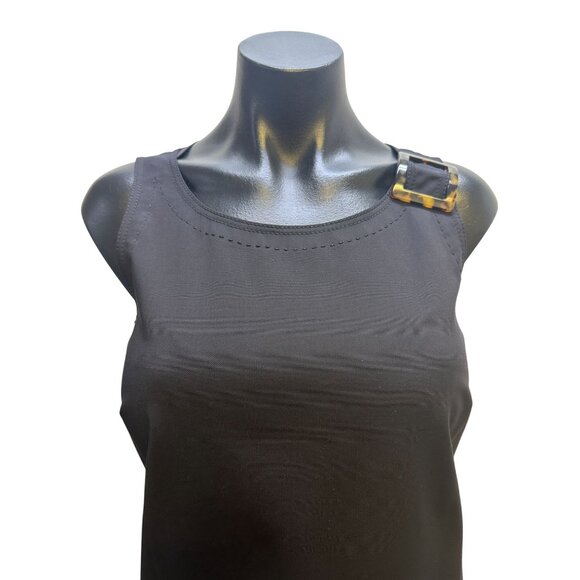 Lafayette 148 Black Sleeveless Dress w/Tortoiseshell Buckle Detail Size XS - Picture 3 of 10